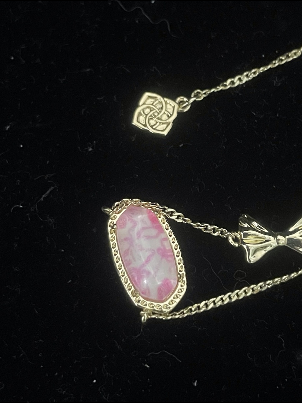 Gold Tone Pink Stone Pendant Necklace - Women's Jewelry